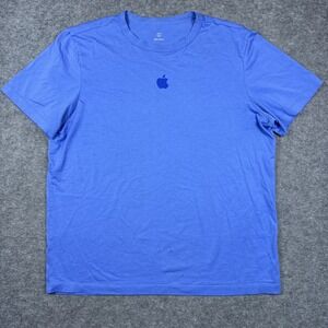 Apple T Shirt Mens Large Blue Graphic Rainbow Apple 1 Infinite Loop California